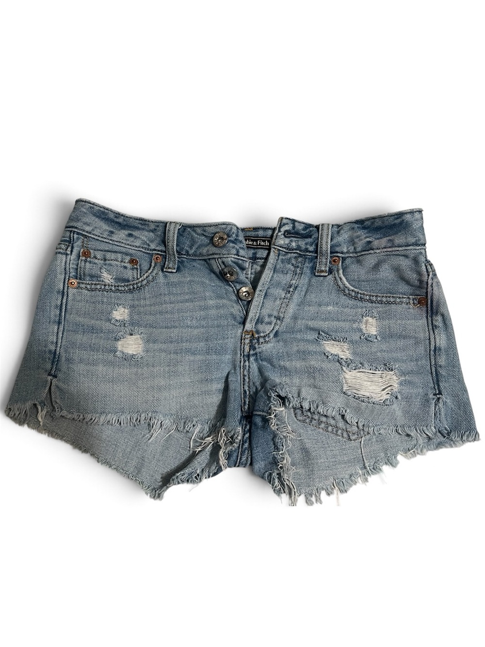 Abercrombie & Fitch Light Wash Distressed Denim Cutoff Shorts